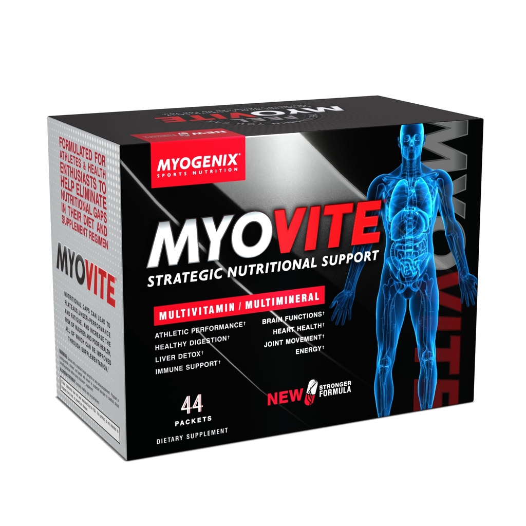 Myogenix Myovite Multivitamin - Dagligt tillæg - Designet til atleter - Understøtter Joint, Heart, og fordøjelsessygdomme - Højtydende Vitaminer for mænd og kvinder - 44 praktiske pakker