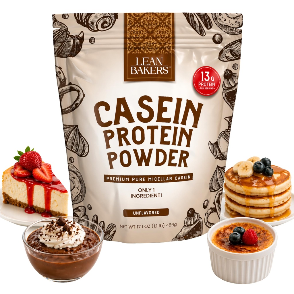 Casein Protein Powder, Pure Micellar Casein, Gluten Free, for Bagning høj Protein lav kalorie Snacks, ingen sødestoffer, 1.1lb