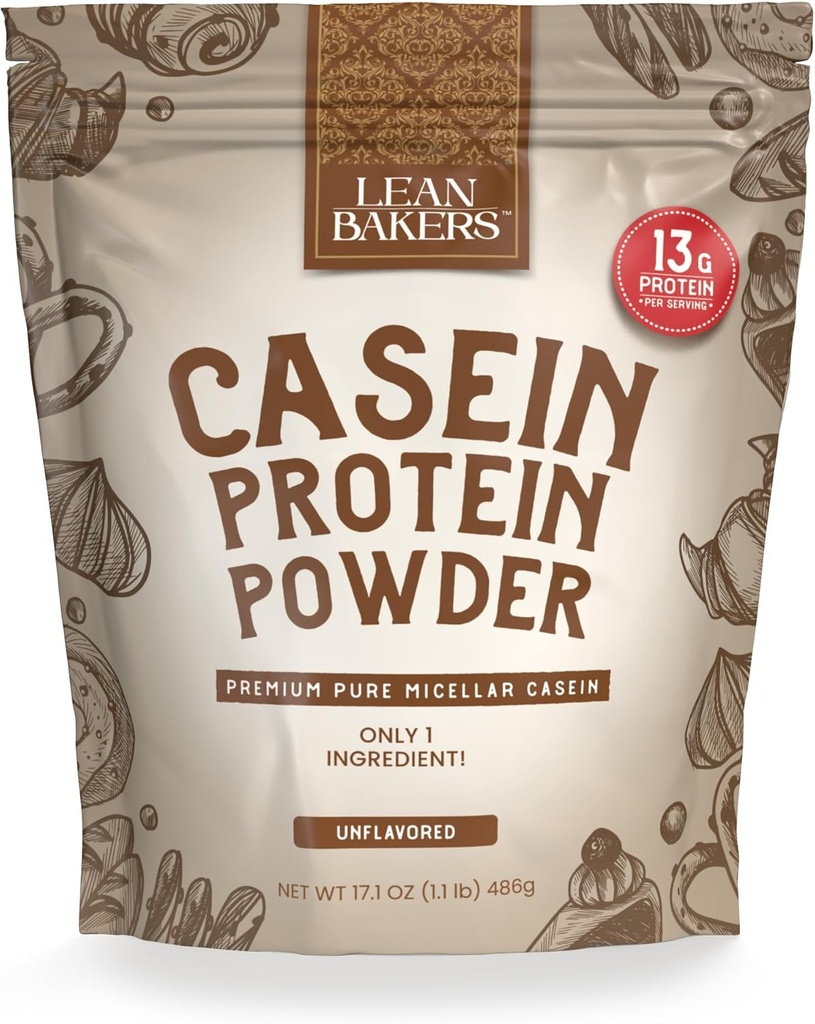 Casein Protein Powder, Pure Micellar Casein, Gluten Free, for Bagning høj Protein lav kalorie Snacks, ingen sødestoffer, 1.1lb