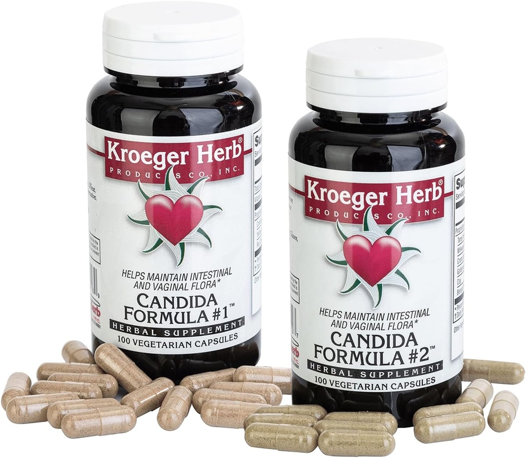 Kroeger Herb Produkter Candida Formel # 1 og # 2, Clease Supplement for kvinder & mænd - Understøtter normale niveauer af Gær og Candida