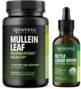 HAVASU NUTRITION Mullein Leaf kapsler + Nettle Liquid Drops Respiratory Health Bundle