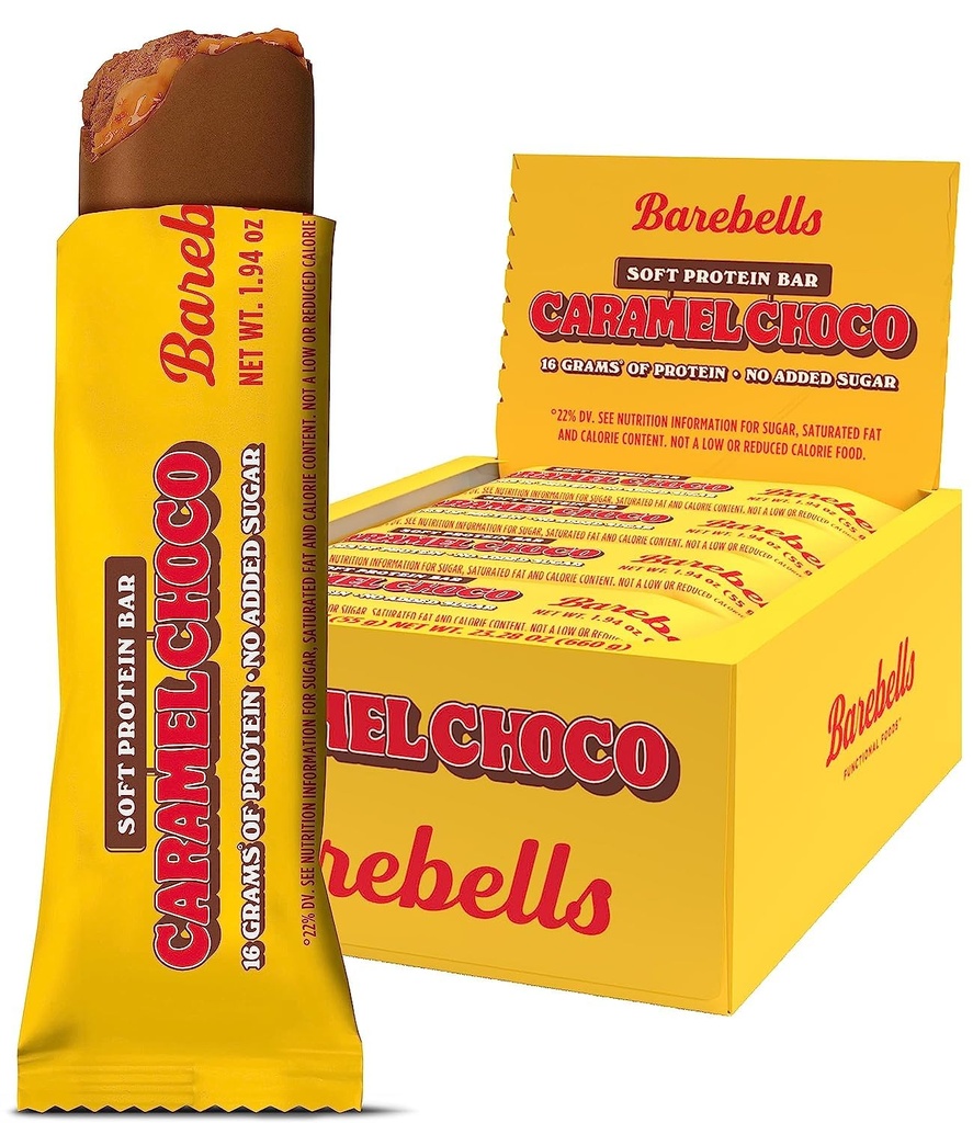 Barebells Soft Protein Bars Caramel Choco - 12 Greve, 1.9oz Bars - Protein Snacks med 16g af High Protein - Fluffy Chocolate Protein Bar med 2 g af Total Sugars - Soft Protein Snack & Breakfast Bars