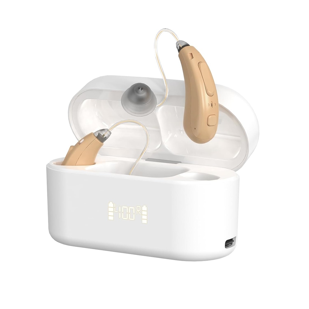 Høremidler til seniorer, Genopladelige 16-Channel OTC Hørehjælp til voksne Høretab, Hørehjælp med Advance Noise Cancelling, Superior Sound Quality, Auto- On / Off