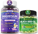 NEVISS Black Seed Oil Gummies, Chlorophyll & Sea Moss Supplement + Magnesium Glycinate Gummies til voksne og børn 4 +