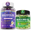 NEVISS Black Seed Oil Gummies, Chlorophyll & Sea Moss Supplement + Magnesium Glycinate Gummies til voksne og børn 4 +