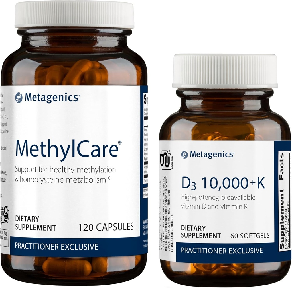 Metagenics Bundle - D3 10,000 + K & MethylCare - 60 Softgels of D3 for Immune Support, Bone Health & Heart Health* - 120 Capsules of MethylCare for Homocysteine Metabolism & Methylation*