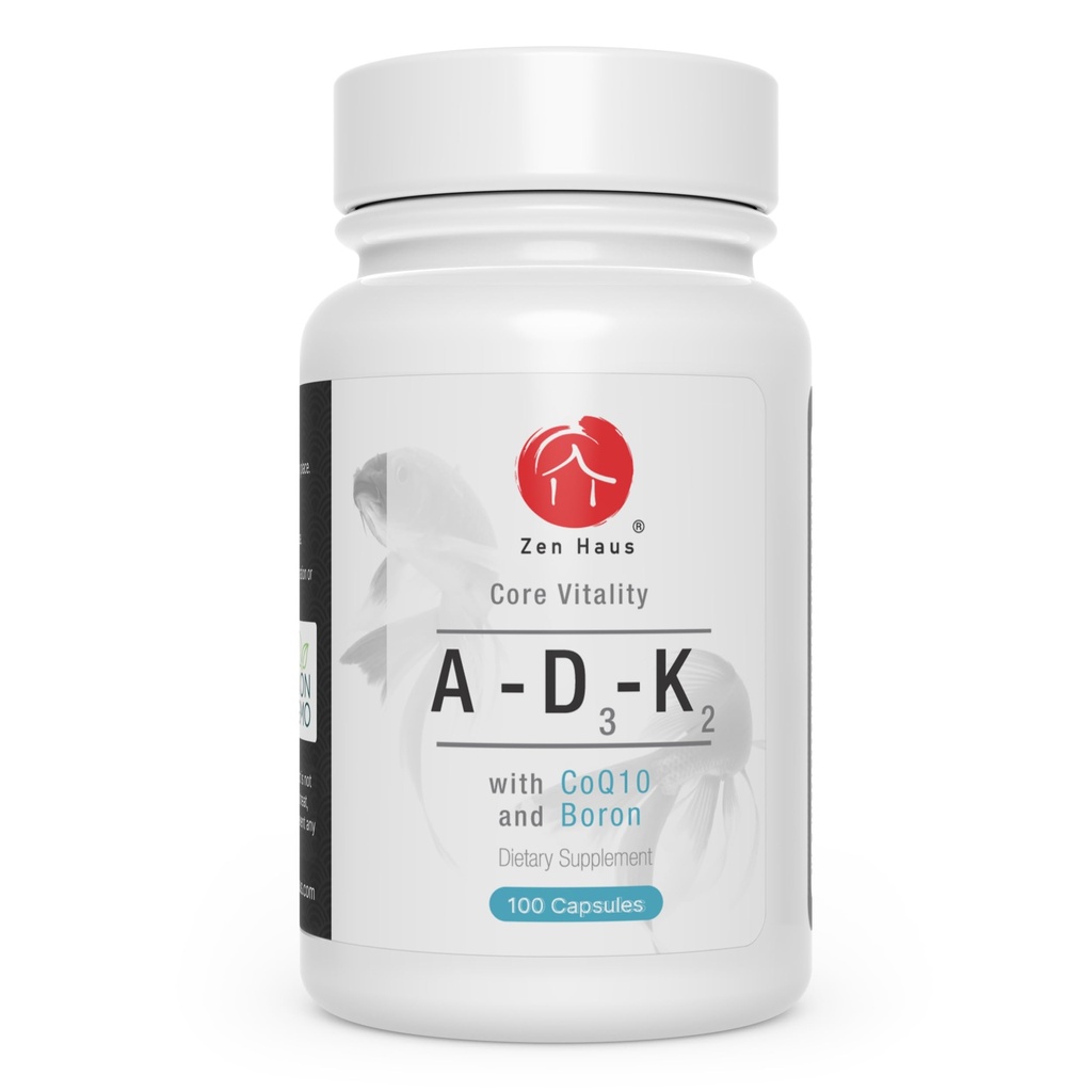 ADK Vitamin supplement med Network Antioxidants - A, D3, K2 (MK-7 Non- Soy) og E med CoQ10 og Alpha Lipoic Acid - for Vision, Stærke Knogler og tænder, og immunforsvar - D3 5000 iu Complex