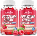 2 Pack Kalium Citrate Gummies, High Kalium Supplement Gummies 1200mg Support Leg Cramp & Muscle Health, Kalium Gummies for voksne & Børn, Vegan, Raspberry Flavor 120 Greve