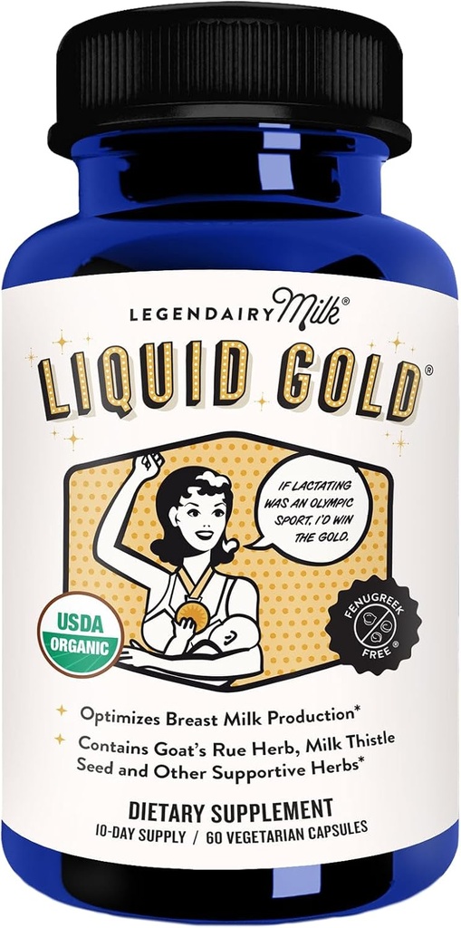 Legendairy milk liquid Gold Lactation Support 124; Amning tillæg med økologiske Geder Rue, Milk Thistle, Shatavari, Fennel, Alfalfa & Anise Medical 124; Amning Kosttilskud, 60 Tæl