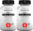 Forskning Labs 2 for 1 Promo 240 Collagen piller - 6000 mg per dag. Græs Fed Anti- Aging Support for Skin, Joints, Tendons, Bones, Hår og Nails. Paleo Friendly. Collagen Peptider pulver supplement...