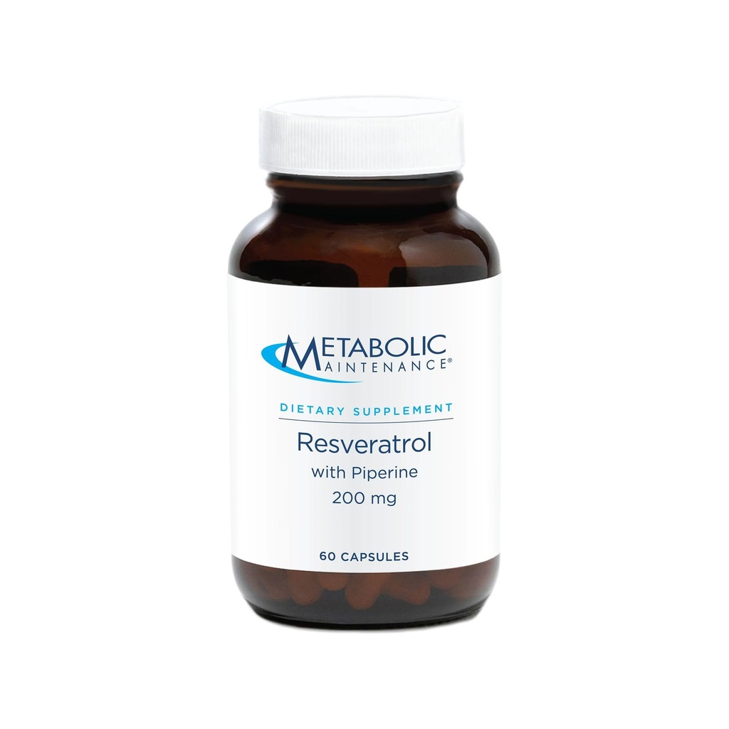 Metabolisk vedligeholdelse Resveratrol med Piperine - Trans Resveratrol Supplement kapsler til antioxidant + Kardiovaskulær Support, Ingen Fillers, 200mg Trans- Resveratrol per dosis - 60 kapsler