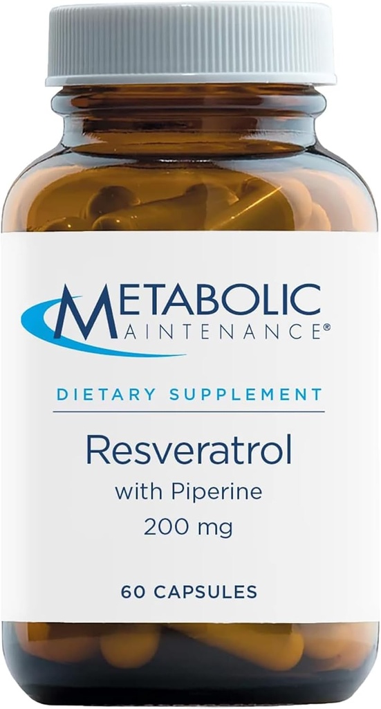 Metabolisk vedligeholdelse Resveratrol med Piperine - Trans Resveratrol Supplement kapsler til antioxidant + Kardiovaskulær Support, Ingen Fillers, 200mg Trans- Resveratrol per dosis - 60 kapsler