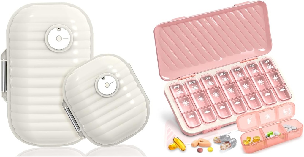 Rejse Pill Organizer, 7 Dag & Pill Organizer 3 gange om dagen, 7 Dag Pill Box - GloDeals Weekly Pill Organizer Daily Medicine Container Dispenser sag for Vitamin Fish Oil supplement