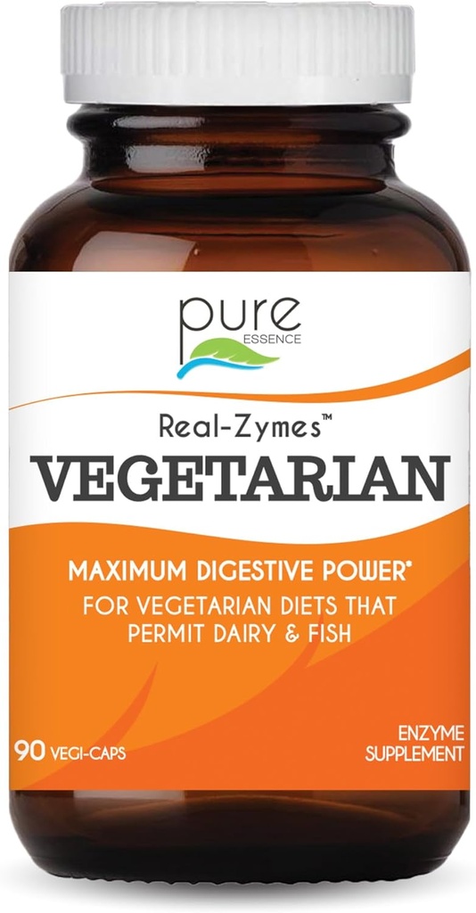 Real- Zymes ™ Vegetarisk fordøjelsesenzymer supplement med Probiotika for bedre fordøjelse - Naturlig støtte til lindring af Bloating, Gas, Bælte, Diarré, Forstoppelse, IBS, osv. - 90 Caps
