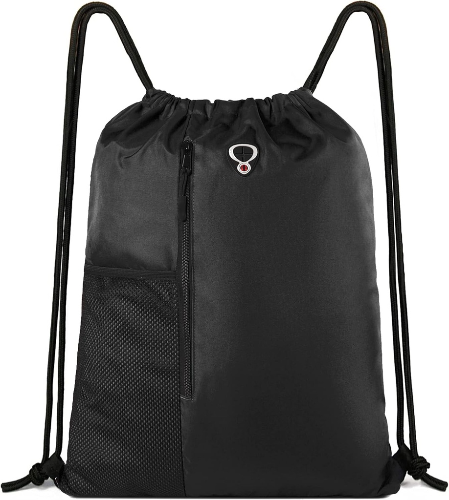BeeGreen Black Løbegang Rygsæk Gym taske til mænd String Sport rygsæk med vand flaske Mesh lommer og 2 lynlås Pocket Stor Cinch Sackpack træningspose 16 "x 20"