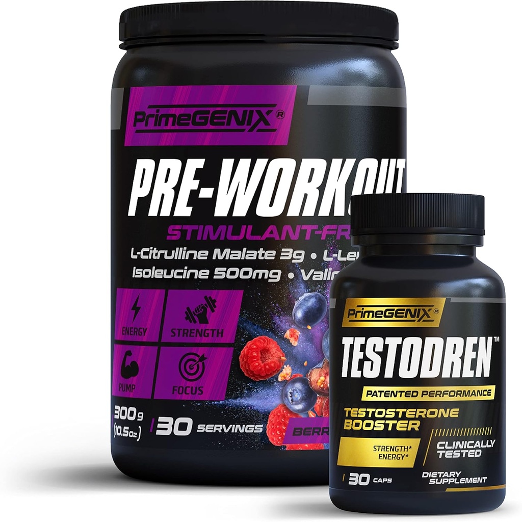 Peak Performance Stick 124; Testodren & Stimulant Gratis Pre-Workout Bundle # 124; Motion Enhancing # 124; Forbedre energi # 124; Lavet i USA