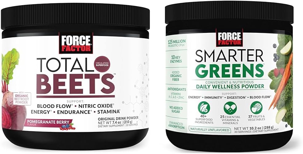 Kraftfaktor Total Beets Drink Mix Superfood Powder med Nitrater til Support Circulations, Blood Flow & Smarter Green Daglig Wellness Powder til Support Energy, Immunity & fordøjelse