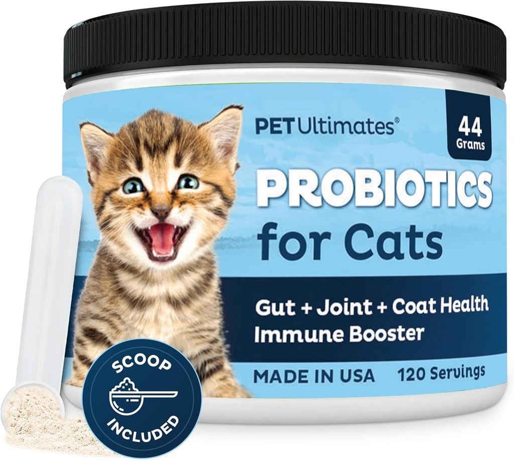 Pet ultimates Probiotika til katte - 20 - Art Kat Probiotisk pulver til behandling Diarré, Opkastning, fordøjelsesstøtte & Kat Antibiotika Inddrivelse - Kat Health Supplies (44 gr)