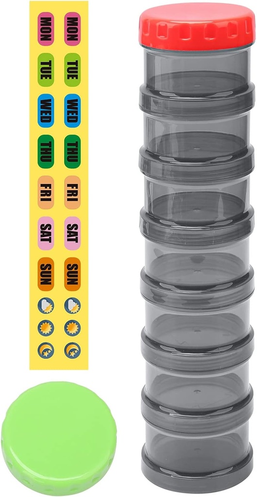 7 Dag Pill Organizer sag Stabile ugentlige kosttilskud Vitamin piller Holder Dispenser Ekstra stor gennemsigtig sort med etiket og et mere låg
