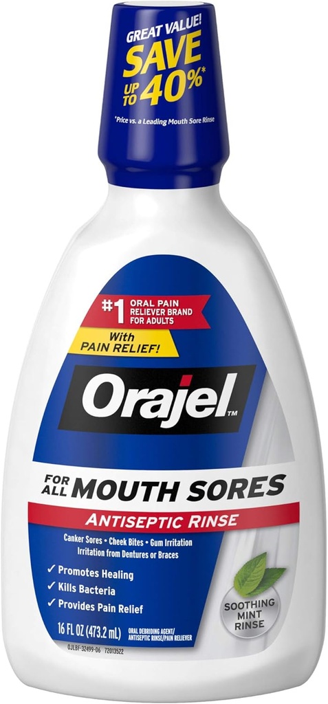 Orajel Antiseptisk mund Sore Rinse, 16 Fluid Oz