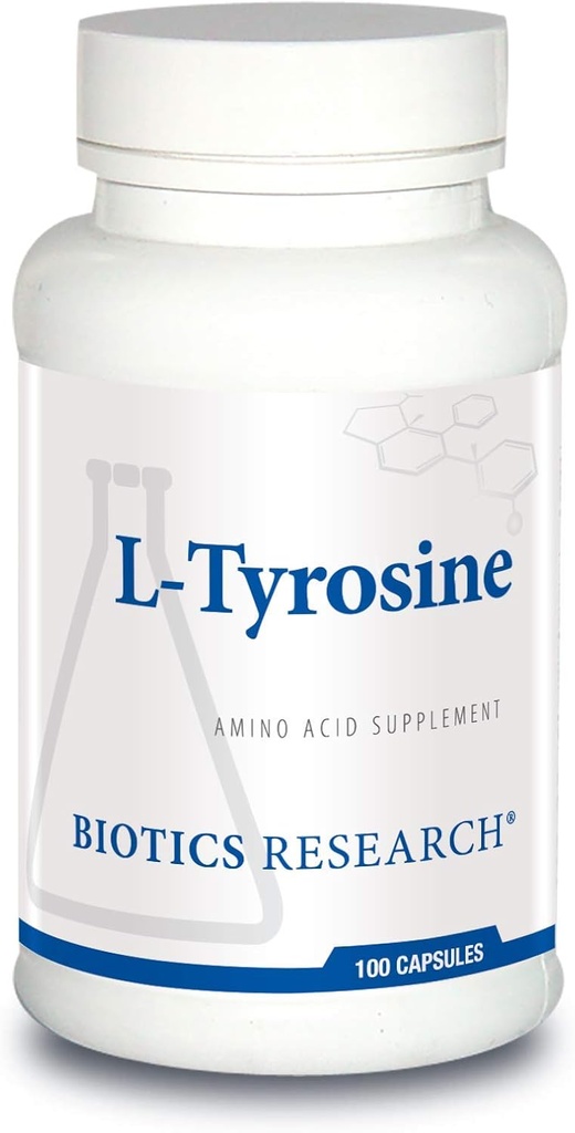 Bioteknologi Forskning L Tyrosine 500 Milligram, Mood og Hukommelse Support, Understøtter Samlet Afslapning Response, Understøtter Thyroid funktion. 100 Kapsler