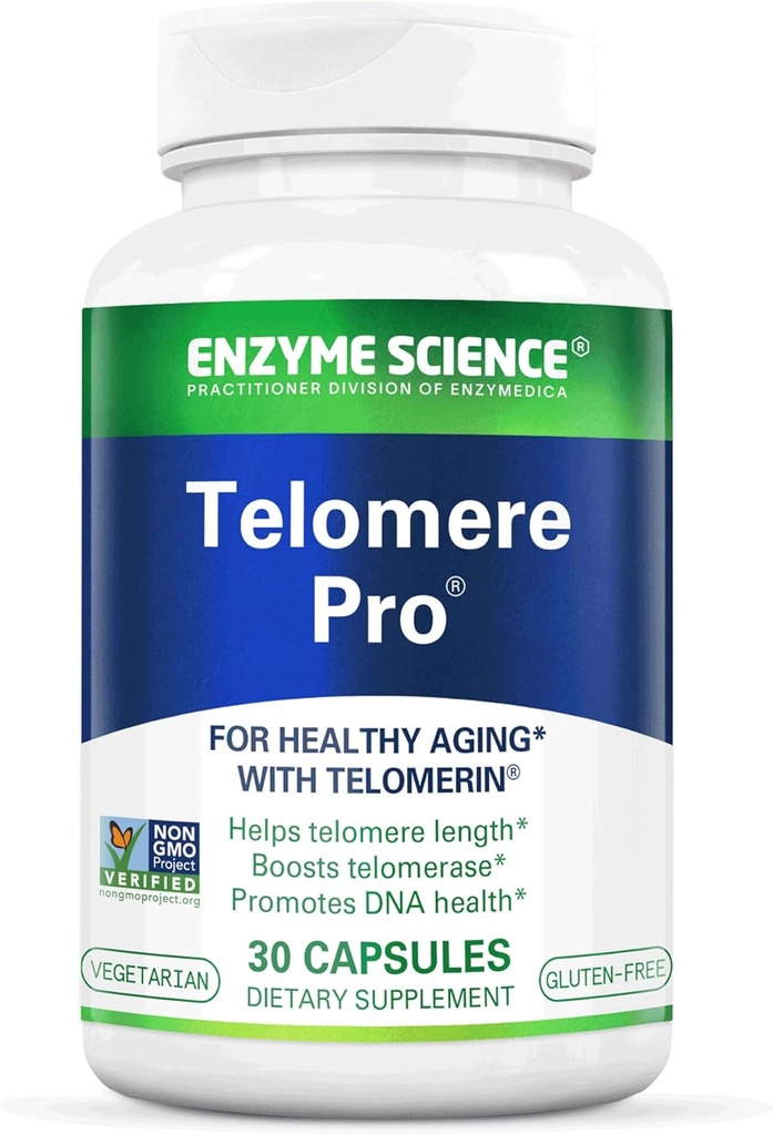 Enzyme Science Telomere Pro Mea124; understøtter Cellular Health, energi produktion, og sund aldring Measurement 124; Formuleret med vitamin D3, Rhodiola og Astragalus Measurement 124; Natural Telomerase Supplement, 30 Servering