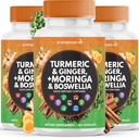 Gurkemeje Moringa 50000mg Supplement Note 124; Ginger Boswellia 3000mg Safran 2000mg Holy Basil- Joint Support Supplement for kvinder og mænd med Ceylon Cinnamon, Quercetin, Tart Cherry - 360 Tæl