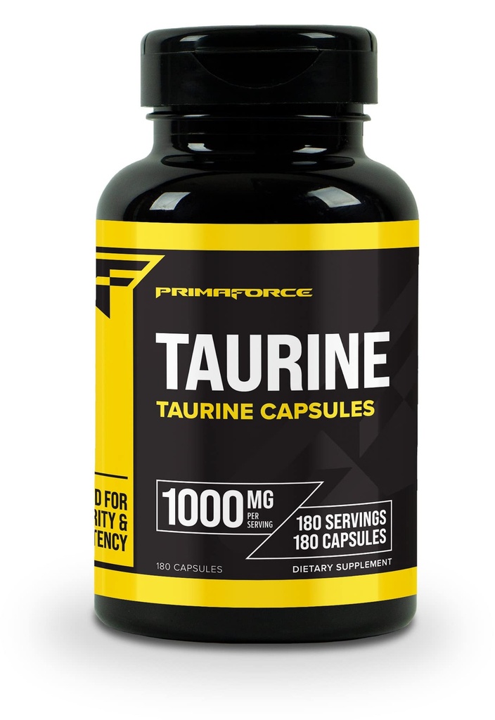 Primaforce Taurine 1000mg kapsler, 180 Caps, Non- GMO & Gluten Free Supplement