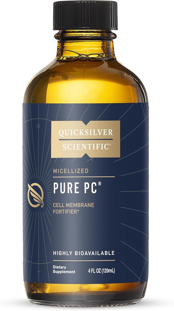 Quicksilver Scientific Michellized Pure PC - Phosphatidylcholine flydende supplement til støtte Cellulær & Leversundhed - Superior Liposomal Absorption - Non- GMO Supportive Brain Supplement (4oz / 120ml)