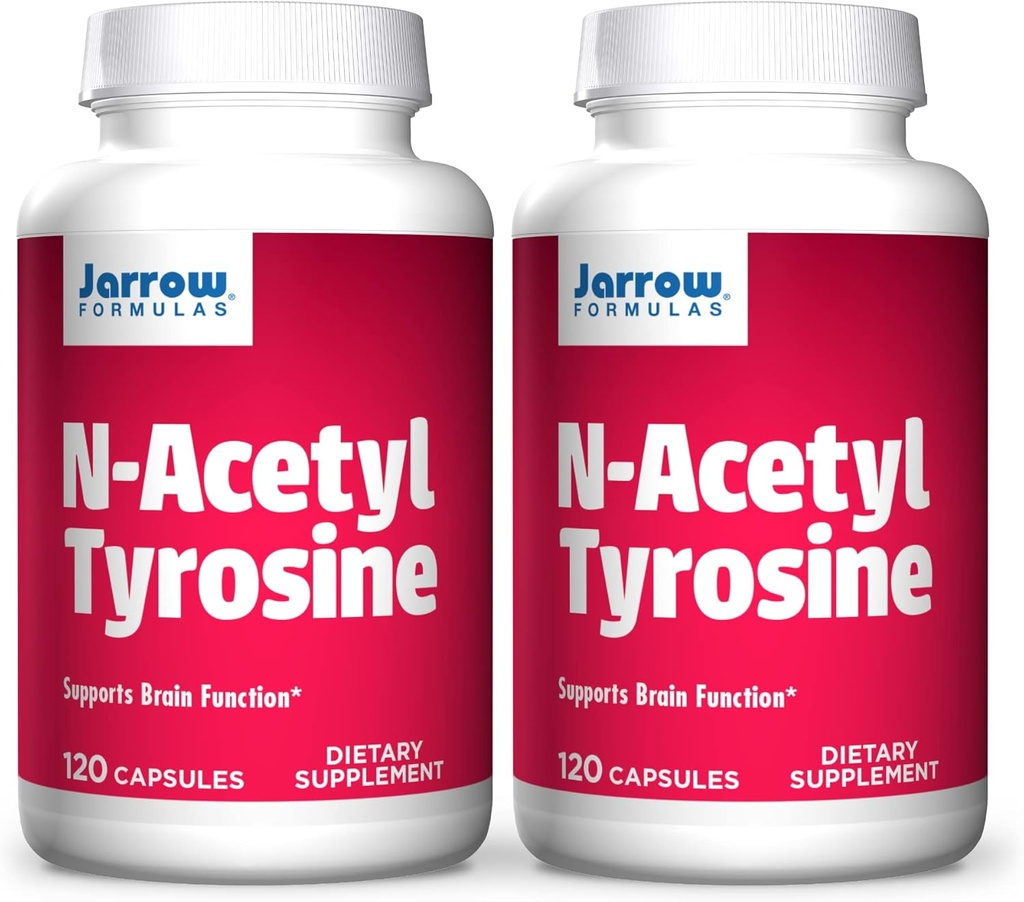 Jarrow Formulas N- Acetyl Tyrosine 350 mg - 120 kapsler, pakke med 2 - Understøtter Brain Function - Indeholder vitamin B6 til Aminosyre Metabolisme - 240 Total Servering