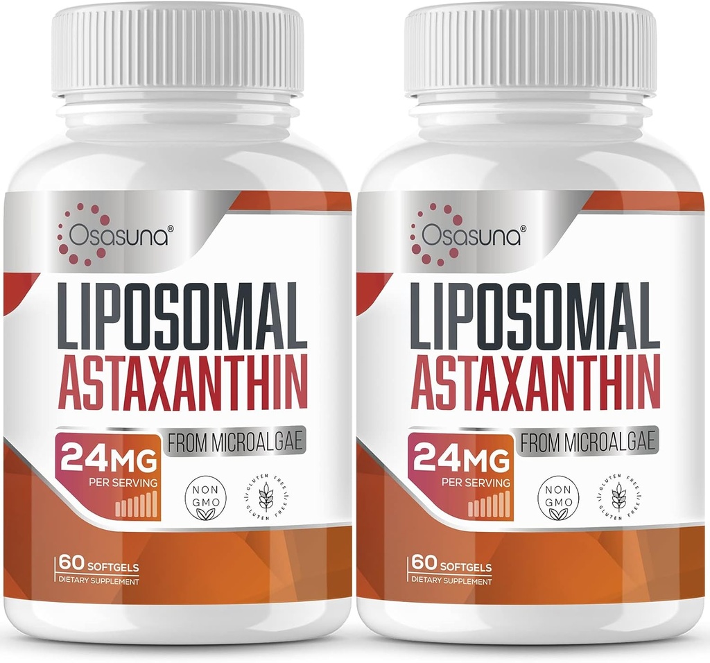 Liposomal Astaxanthin Supplement 24MG, Maximum Absorption, Antioxidant Strong Than VIT C, Non- GMO & Gluten Free - 120 Softgels (4 Måneders Tilgang)