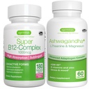 Super B12- Complex 1000mcg + Advanced Ashwagandha KSM- 66, L- Theanine & Magnesium Bundle, High Absorption Sublingual Vitamin B12 + Multi Action Adaptogen Complex, af Igennus