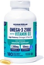 Oceanblå Professional Fish Oil med D3- vitamin 124; Triple Strength 2100mg Omega 3 DPA EPA DHA 124; Wild Caught • 124; Burpless Orange Flavor, 90 Servering (180 Greve)