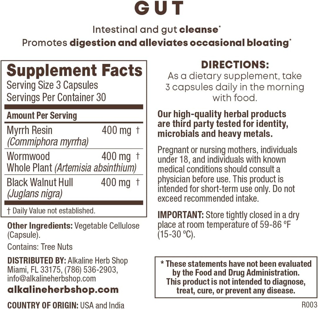Alkaline Herb Shop Gut Supplement 90 Kapsler