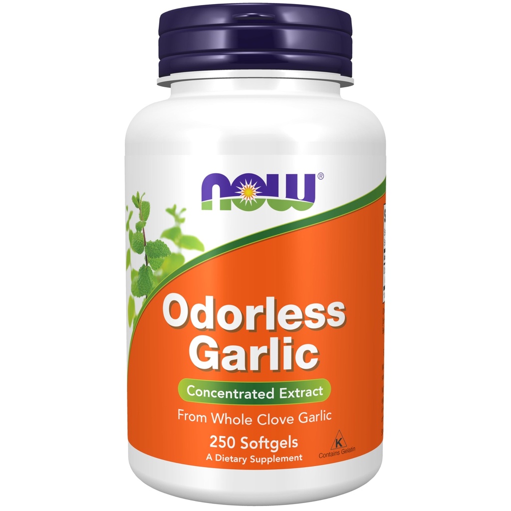 Now Foods Supplements, Odorless Hvidløg (Allium sativum), Koncentreret ekstrakt, 250 Softgels