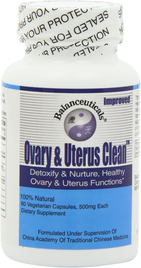 4 Sæt af 60 Count Balanceuticals ovarier & Uterus Clean, 500 mg Kosttilskud kapsler