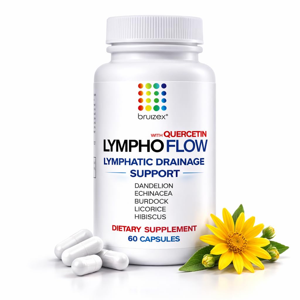 Bruizex Lymphro Flow Lymphetrition Supplement, Understøtter Lymphetric System Health, Liposuction, BBL, 360 Lipo, Tummy Tuck & Lymphedema Post Kirurgi Inddrivelse, Lavet med Qercetin, 60 Kapsler