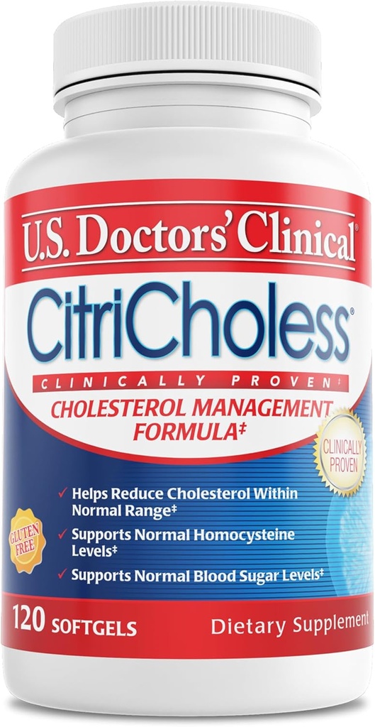US Doctors 'Clinical CitriCholess ® Klinisk Proven Cholesterol Supplement med Bergamonte Citrus Extract & Vitamin C til støtte for sunde Cholesterol Niveauer (120 Softgels - 2 Month Supply)