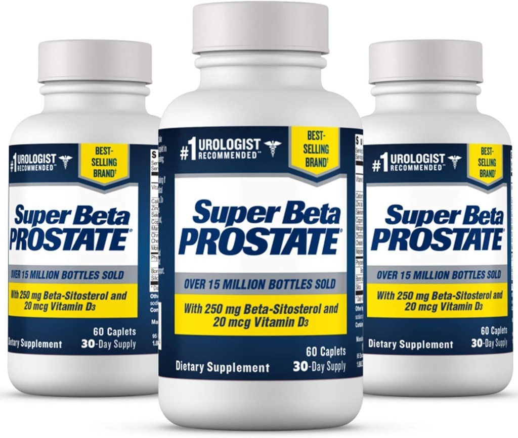 SUPER BETA PROSTATE Support for Mænds Sundhed - Reducer Badeværelse Trips, Promote Sleep, Bedre Bstige Tømning og sund prostata, Beta sitosterol - 60 Greve (Pack of 3)