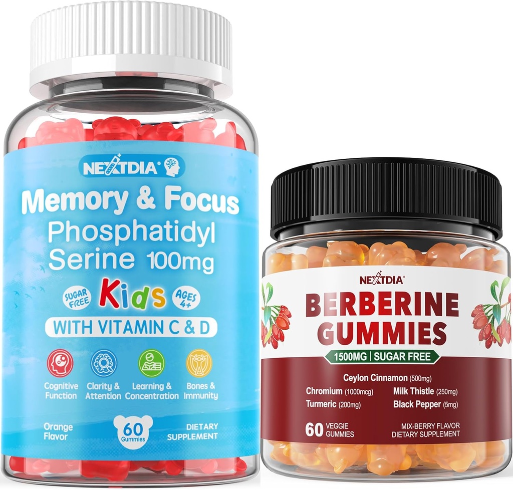 Sukkerfri Phosphatidylserine Gummies 2 Pack + Berberine Gummies 1 Pack