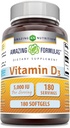 Amazing Formulas Vitamin D3 (Cholecalciferol) Supplement- 124; 5000 IE pr servering - 124; 180 Softgels - 124; Non- Gmo - 124; Gluten- Free - 124; Fremstillet i USA