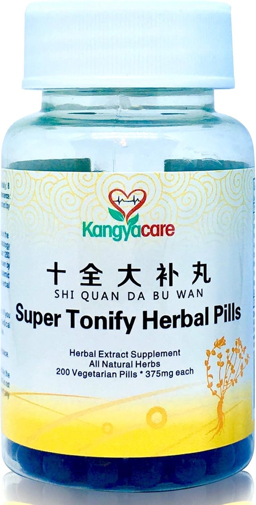 Shi Quan Da Bu Wan Wan - Super Tonify Herbal Pills - Understøtter hjerte-kar-og åndedrætssystemer - Boost Energy, Qi & immunsystem - 100% Natural - 200 Pills