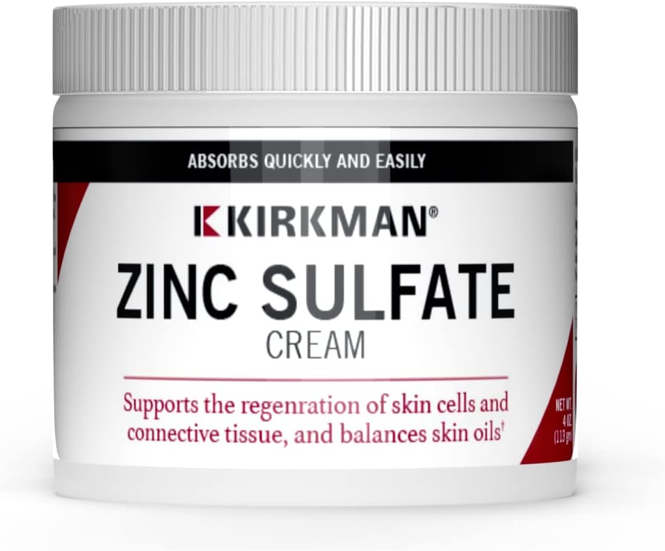 Kirkman - Zink Sulfate Aktuel Cream - 4 fl oz - Hurtig Absorption - 10% Zink Sulfate - Hypoallergen