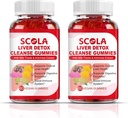 SCOLA lever rense Detox & reparation Gummies, Lever Support Inkluderer mælk tidsel ekstrakt med Silymarin, Mælkebøtte, Cikorie Root, Lever kosttilskud, 120 Tæl