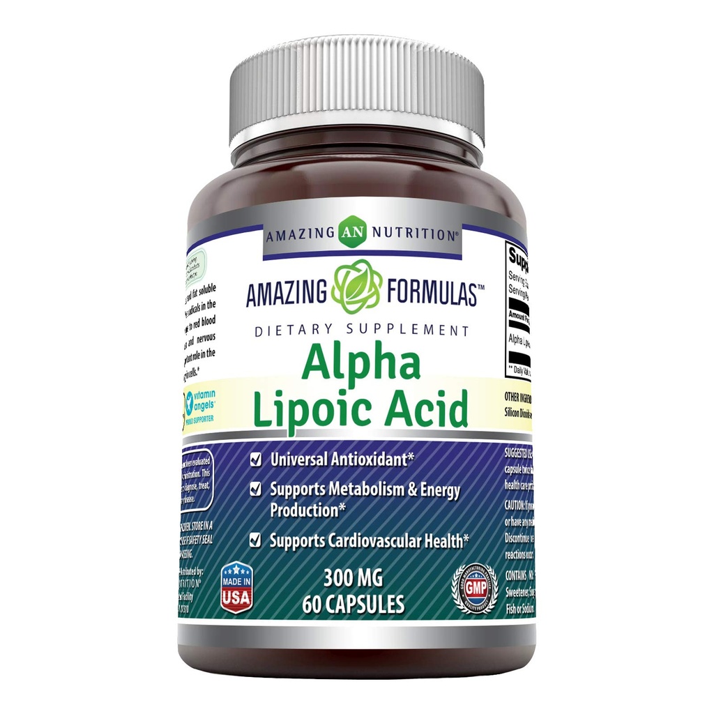 Amazing Formulas Alpha Lipoic Acid 300 mg kapsler Supplement 124; Non- GMO
