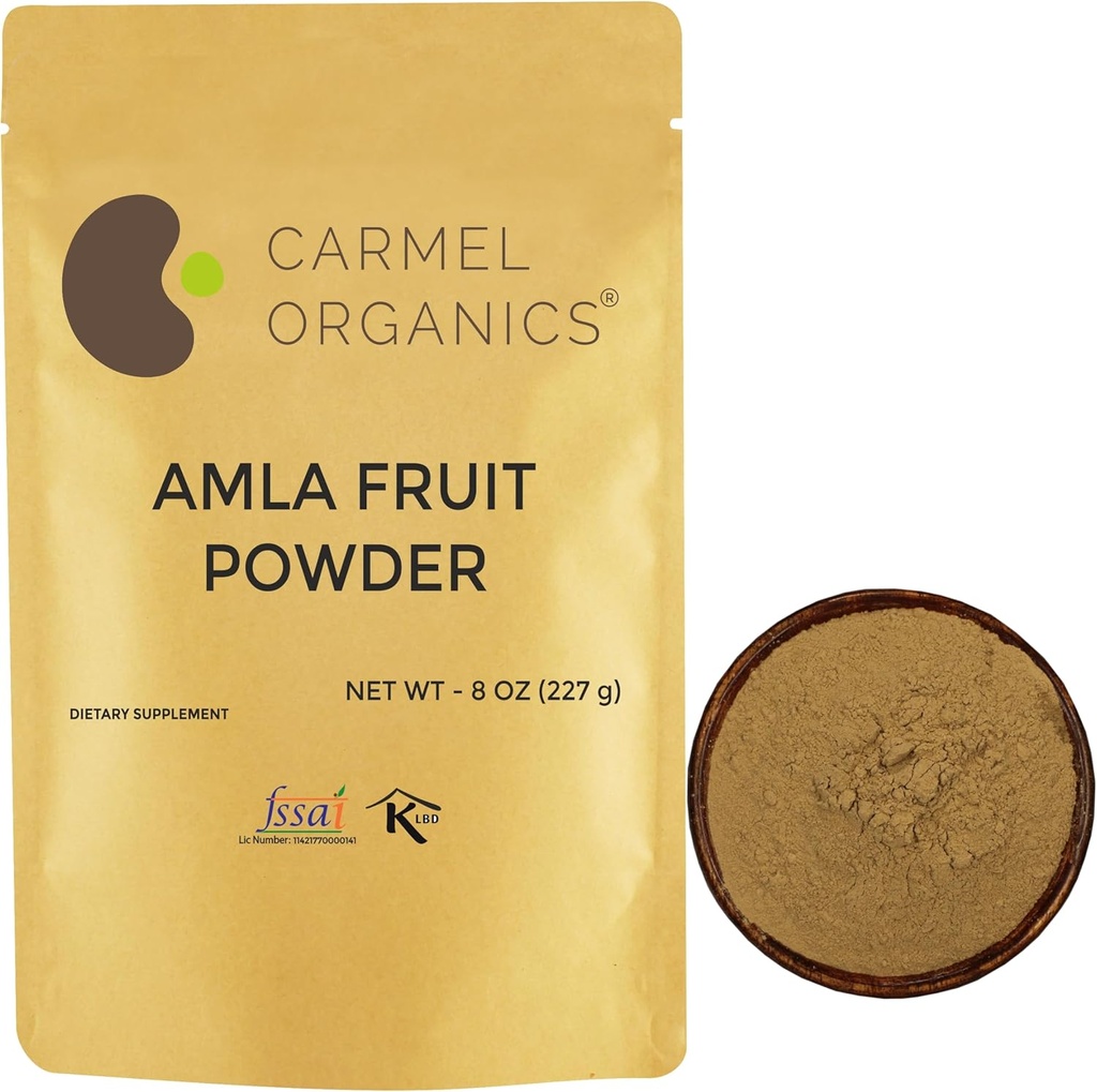 CARMEL ORGANICS Amla / Amlaki (Empilica officinalis) Frugtpulver (8 ounces) til hårpleje, hud og wellness