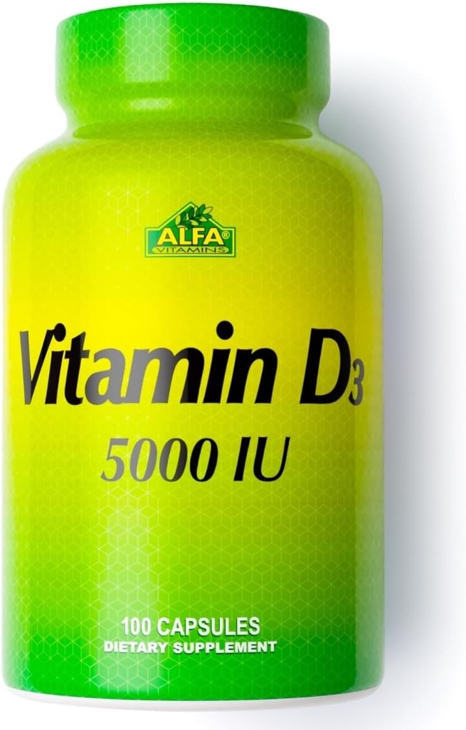 ALFA VITAMINS D3 1000 IE tilskud, understøtter immunforsvar, kalciumabsorption, sunde knogler og jokes, kosttilskud for daglig wellness, ikke GMO, gluten fri, 100 kapsler
