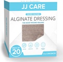 JJ CARE Sølv Calcium Alginate Sårpåklædning (Pack of 20) 4x5, Sølv Alginate Sårpåklædning Individuelt pakket, Højt Absorbent Non-Adherent Bandager til Sårpleje