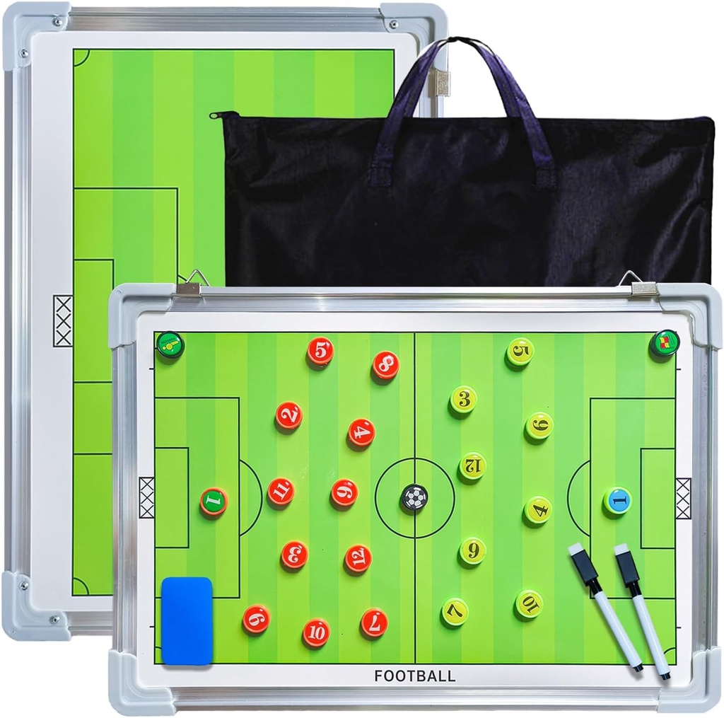 Pure Vie Magnetic Soccer Coaching Tactics Board, Bærbar Fodbold Udklipsholder til Coaches Soccer Dry Slet Whiteboard Strategi Tactical Blackboard Fodbold Coach Board med spiller markører, Pen og visker