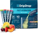 DripDrop Hydration Pakninger - Sunburst Variety Pack - Single Serve Electrolytes Powder Mix - Lemon Lime, Strawberry, Peach, Black Cherry - non-GMO, Gluten Free, Vegan - 32 sticks